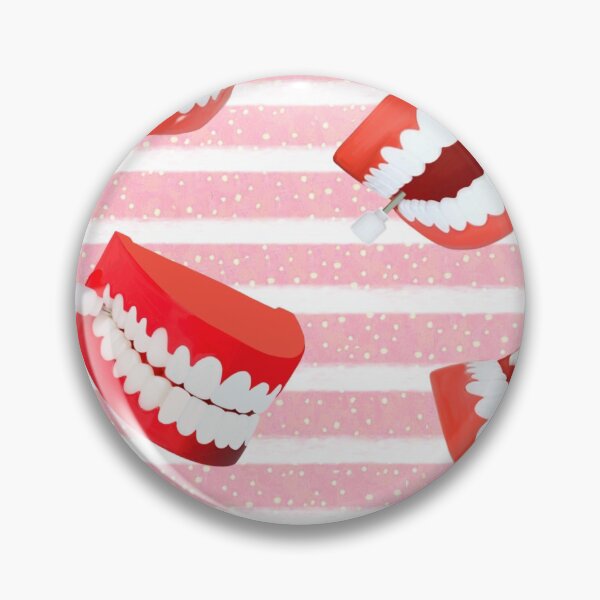 Item preview, Chattering teeth pink stripe on pink bubble background  designed and sold by cityette.