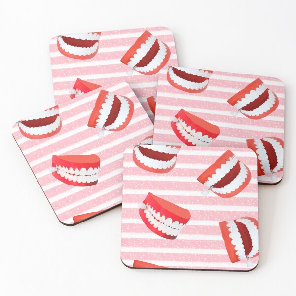 Item preview, Chattering teeth pink stripe on pink bubble background  designed and sold by cityette.