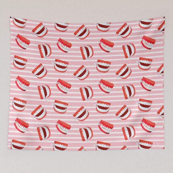Item preview, Chattering teeth pink stripe on pink bubble background  designed and sold by cityette.
