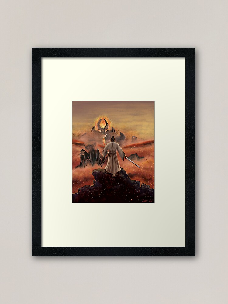 Thumbnail 2 of 7, Framed Art Print, Warrior above the Sea of Fire designed and sold by TannerLail.