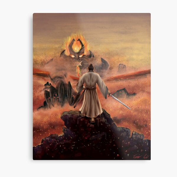 Warrior above the Sea of Fire Metal Print