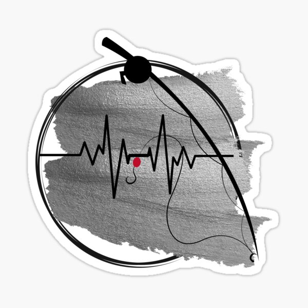 "Fishing hook heartbeat" Sticker by Aisha415 Redbubble
