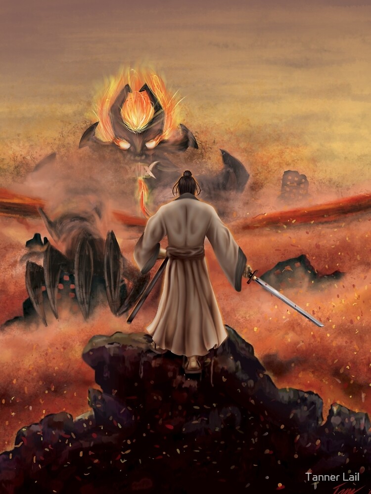 Thumbnail 5 of 5, Graphic T-Shirt, Warrior above the Sea of Fire designed and sold by TannerLail.