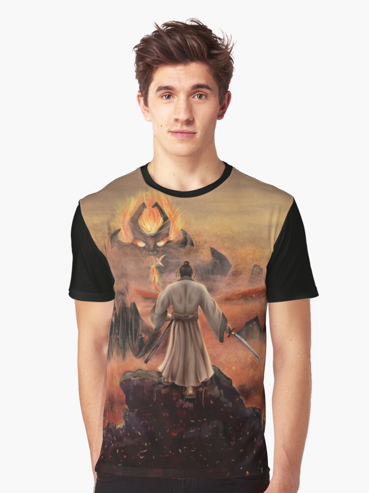 Thumbnail 1 of 5, Graphic T-Shirt, Warrior above the Sea of Fire designed and sold by TannerLail.