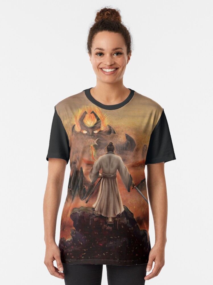 Thumbnail 2 of 5, Graphic T-Shirt, Warrior above the Sea of Fire designed and sold by TannerLail.