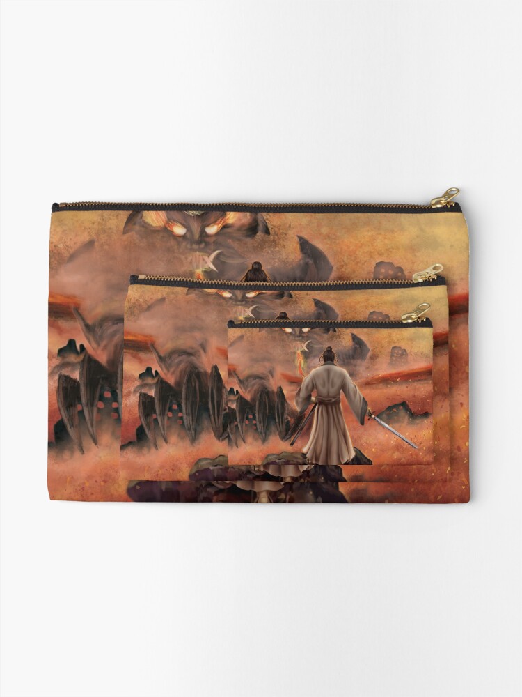 Thumbnail 2 of 4, Zipper Pouch, Warrior above the Sea of Fire designed and sold by TannerLail.