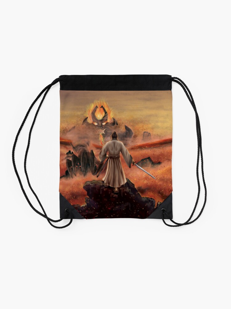 Thumbnail 2 of 3, Drawstring Bag, Warrior above the Sea of Fire designed and sold by TannerLail.