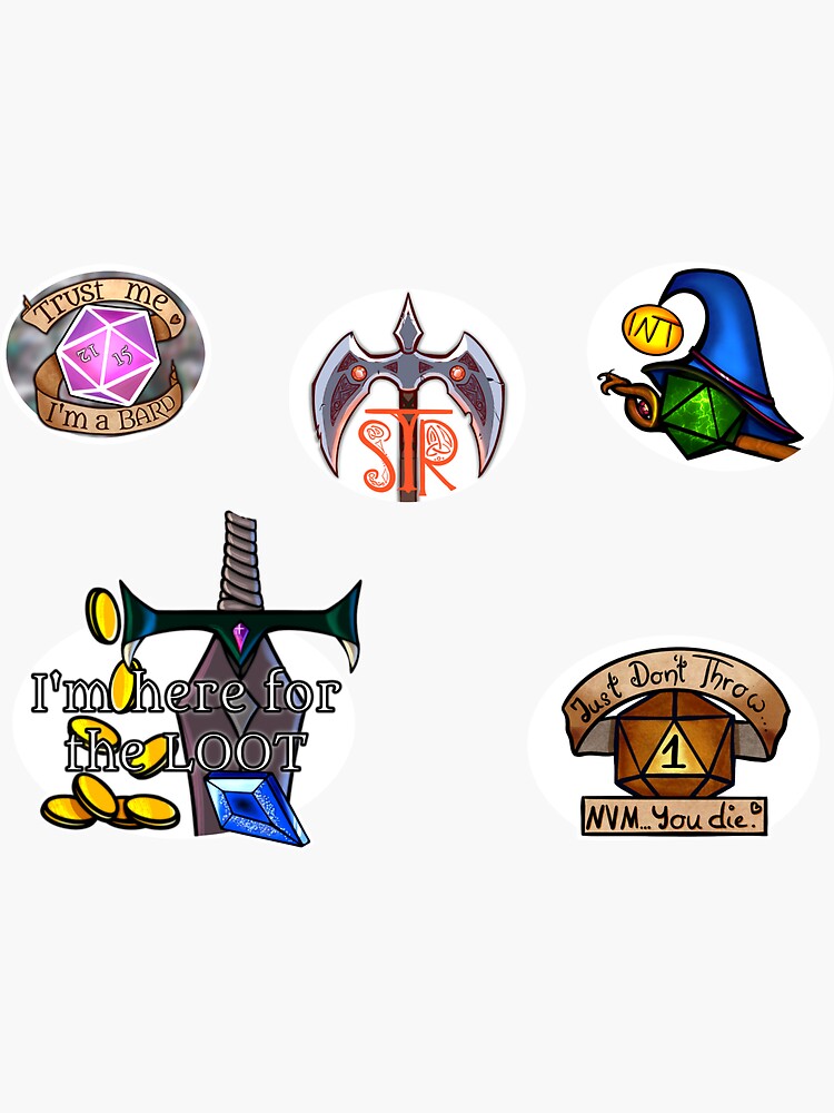 "DnD Party (Sheet)" Sticker for Sale by CupricArt Redbubble