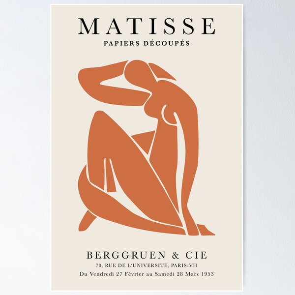 Item preview, Henri Matisse Nude, Paper Decoupes Art dark orange, Matisse Cutout's designed and sold by re-make-.