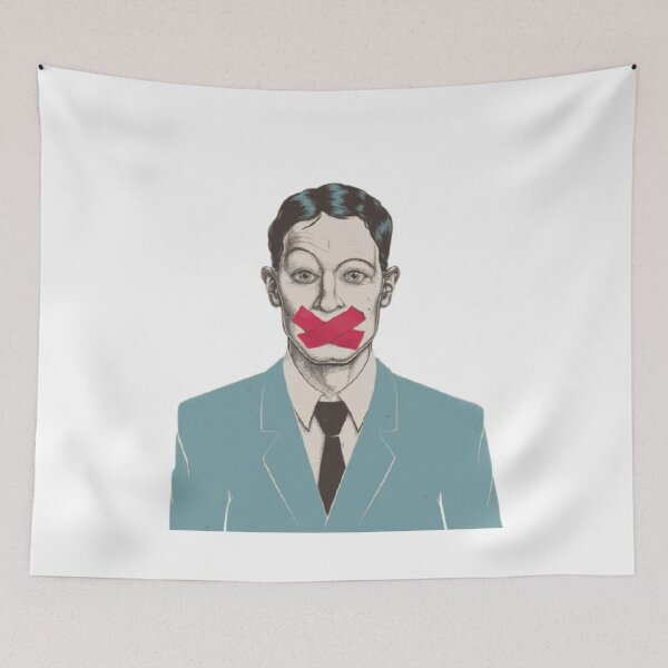 Item preview, Stippling businessman tape on mouth T-shirt designed and sold by SAN101.