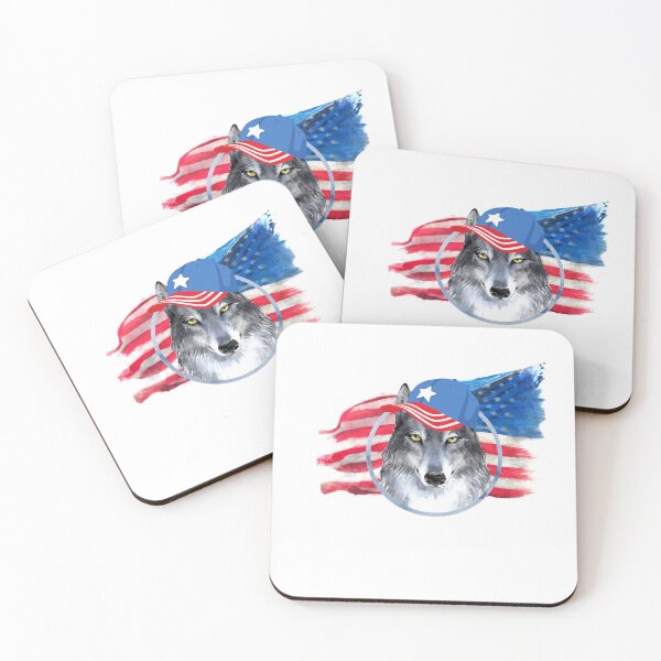 Item preview, 4th of July wolf usa flag shirt designed and sold by Cheeky Popp.