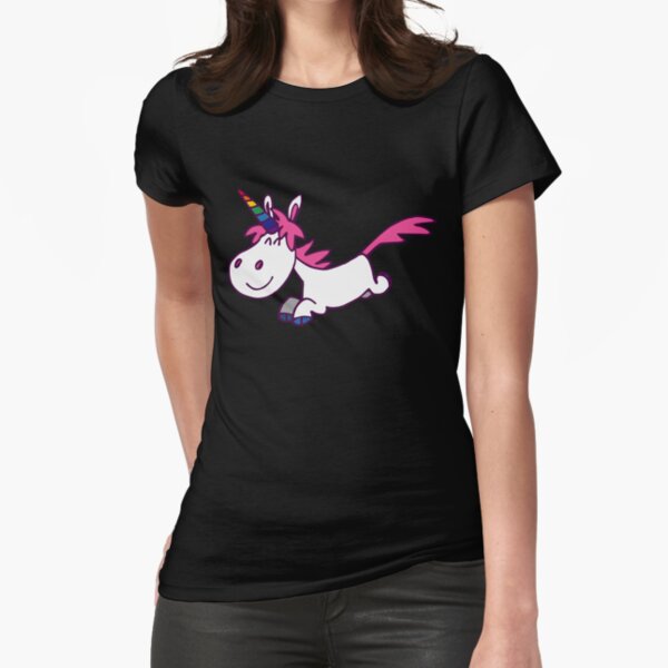 Galloping Cartoon Unicorn by Cheerful Madness!! Fitted T-Shirt