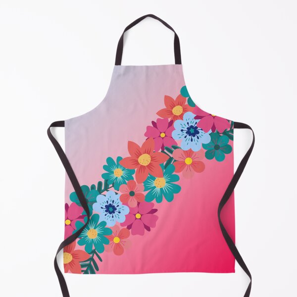 Aperçu de l'œuvre Guirlande florale printanière colorée avec fond bleu rose créée et vendue par ABInspired.