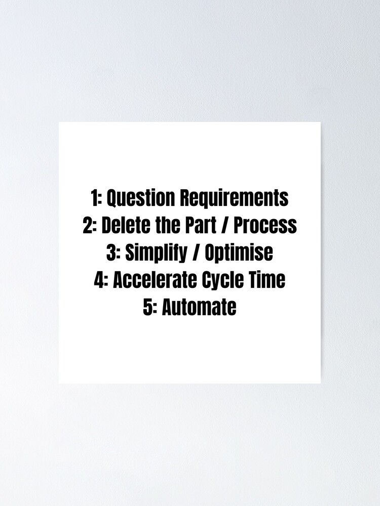 "Elon Musk - 5 Step Engineering Process" Poster for Sale by Futurism-Is