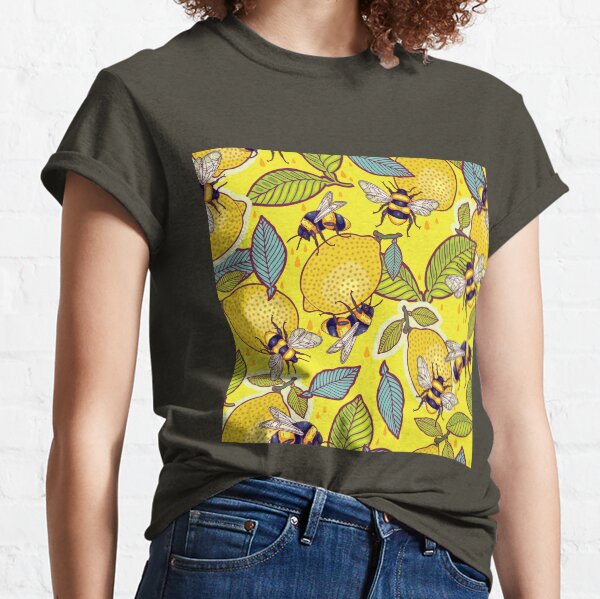 Yellow lemon and bee garden. Classic T-Shirt