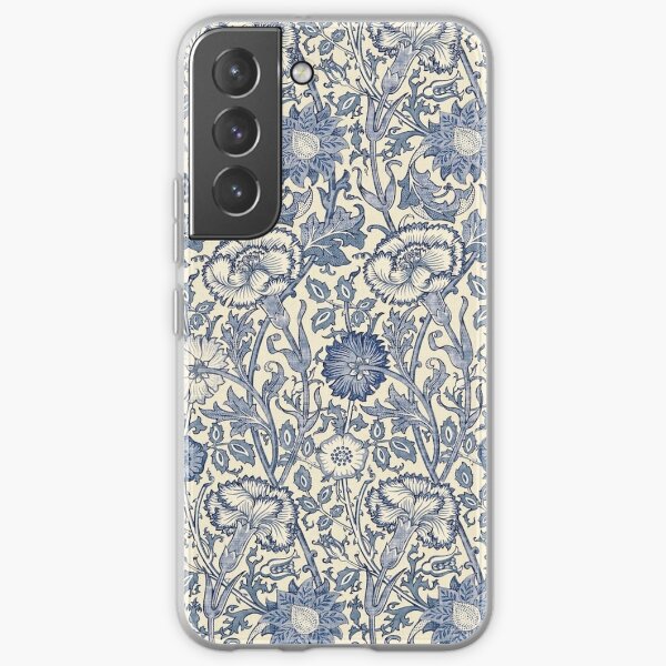 William Morris Vintage Pink & Rose Vellum Indigo Blue Pattern Samsung Galaxy Soft Case