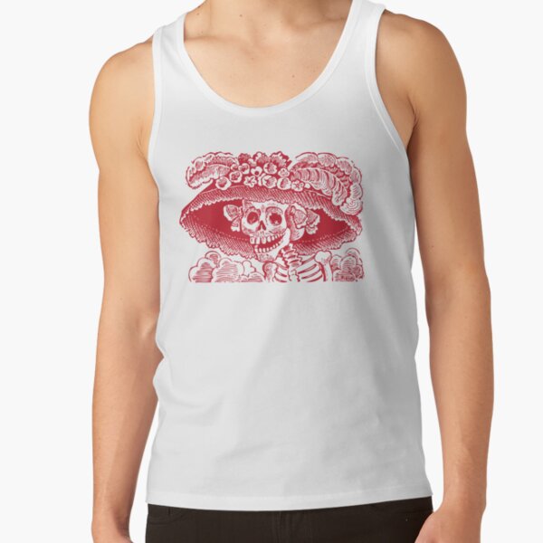 Calavera Catrina | Day of the Dead | Dia de los Muertos | Skulls and Skeletons | Vintage Skeletons | Red and White | Tank Top