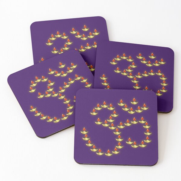 Item preview, Diwali Gold Deepa in Om Symbol Bright Burgundy designed and sold by HolidayBug.