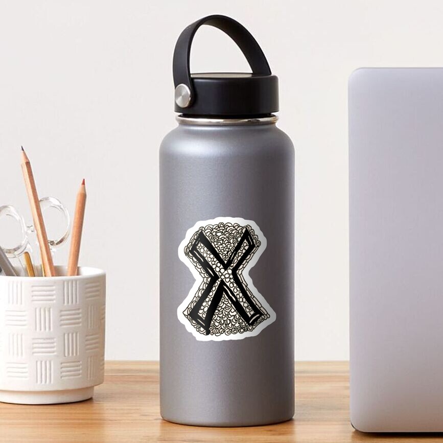 Upper case black and white alphabet Letter X Sticker