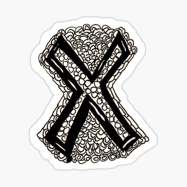 Upper case black and white alphabet Letter X Sticker