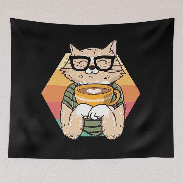 Item preview, Cute kitty cat holding a coffee mug designed and sold by NerdTypeStuff.