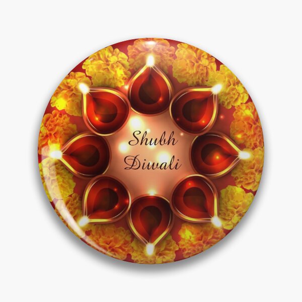 Item preview, Shubh Diwali Diyas and Marigolds designed and sold by HolidayBug.