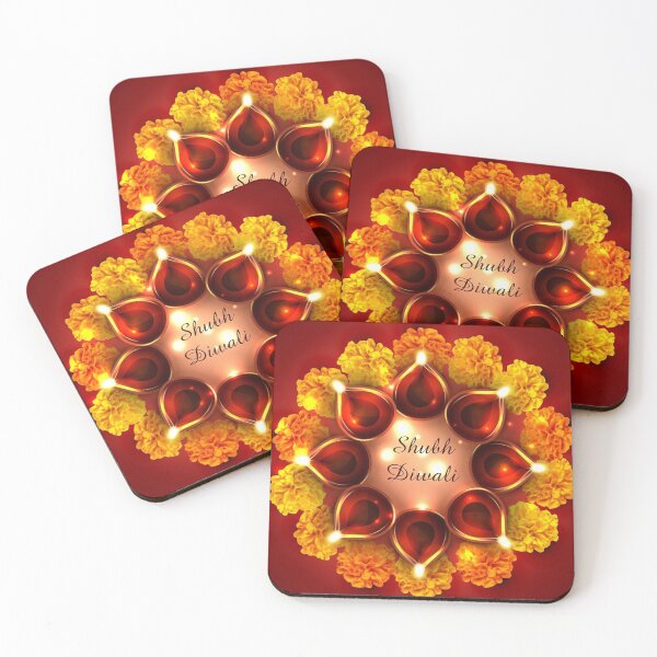Item preview, Shubh Diwali Diyas and Marigolds designed and sold by HolidayBug.