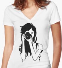 Photographer Girl Women's Fitted V-Neck T-Shirt