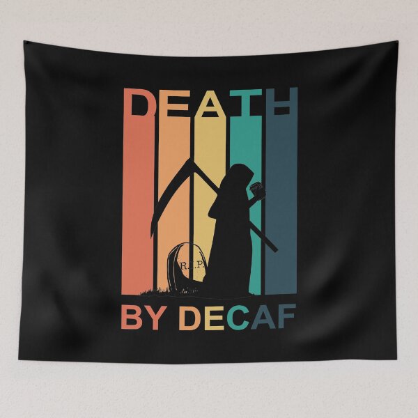 Item preview, Death by decaf coffee - vintage sunset - Halloween designed and sold by hasbeenz.