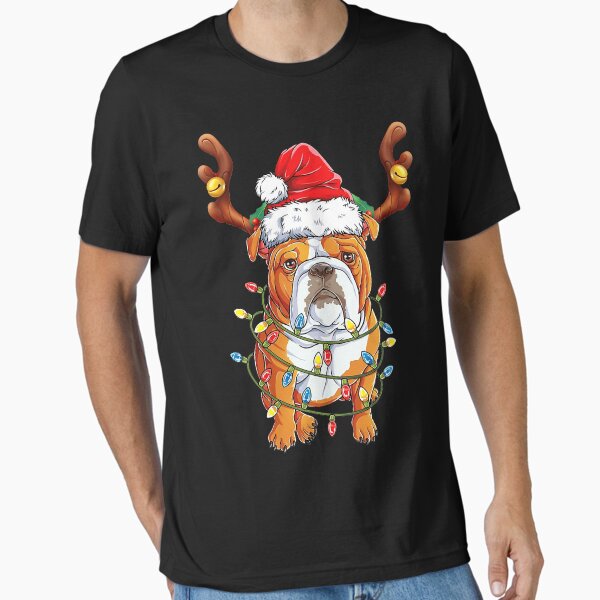 Vista previa del artículo con la obra «Bulldog inglés reno divertido navidad», diseñado y vendido por RorenSteven.