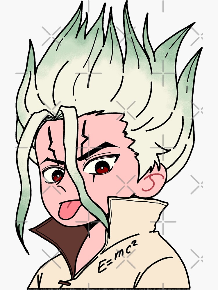 Dr Stone Senku Einstein Pose Sticker By Neeannn Redbubble