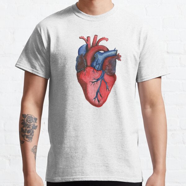 SingeDesigns Anatomical Hand Painted Watercolor Heart T-Shirt