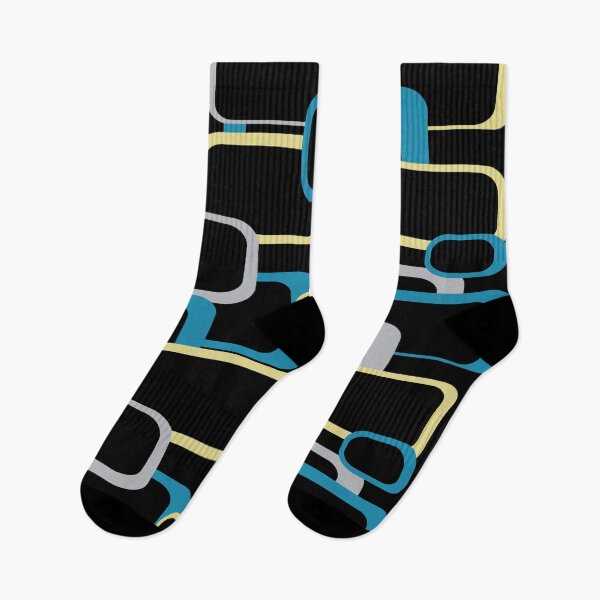 Item preview,  Retro Squares Pattern Blue Gray Yellow Black Background designed and sold by ValeriesGallery.