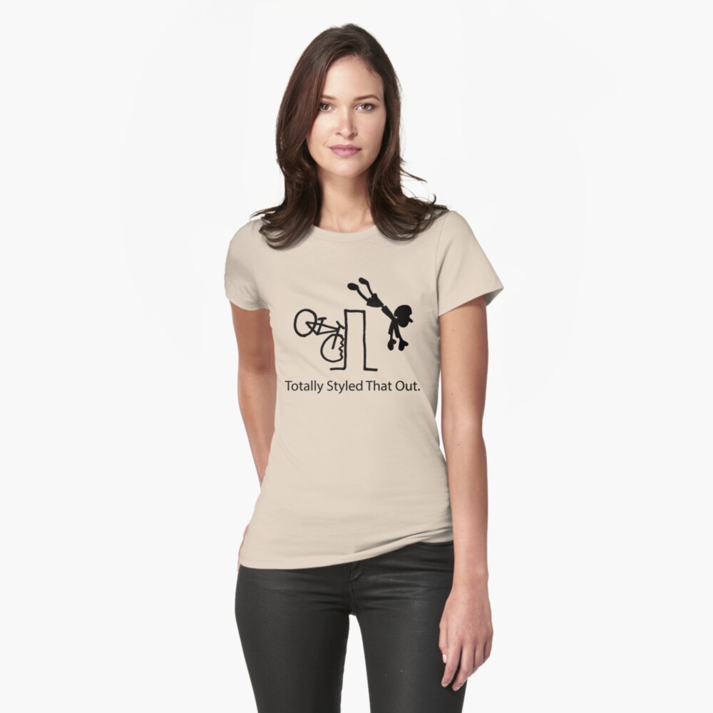 MTB Cycling Crash "Styled That Out" Cartoon Fitted T-Shirt