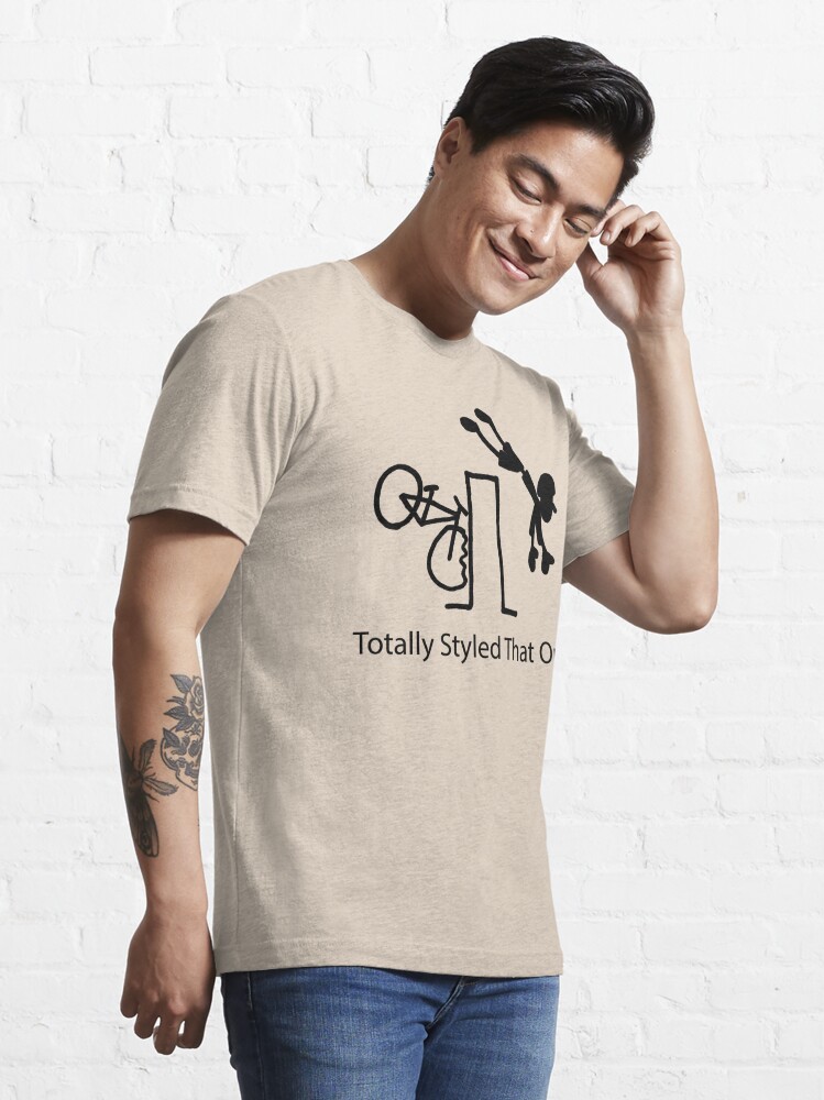 Alternate view of MTB Cycling Crash "Styled That Out" Cartoon Essential T-Shirt