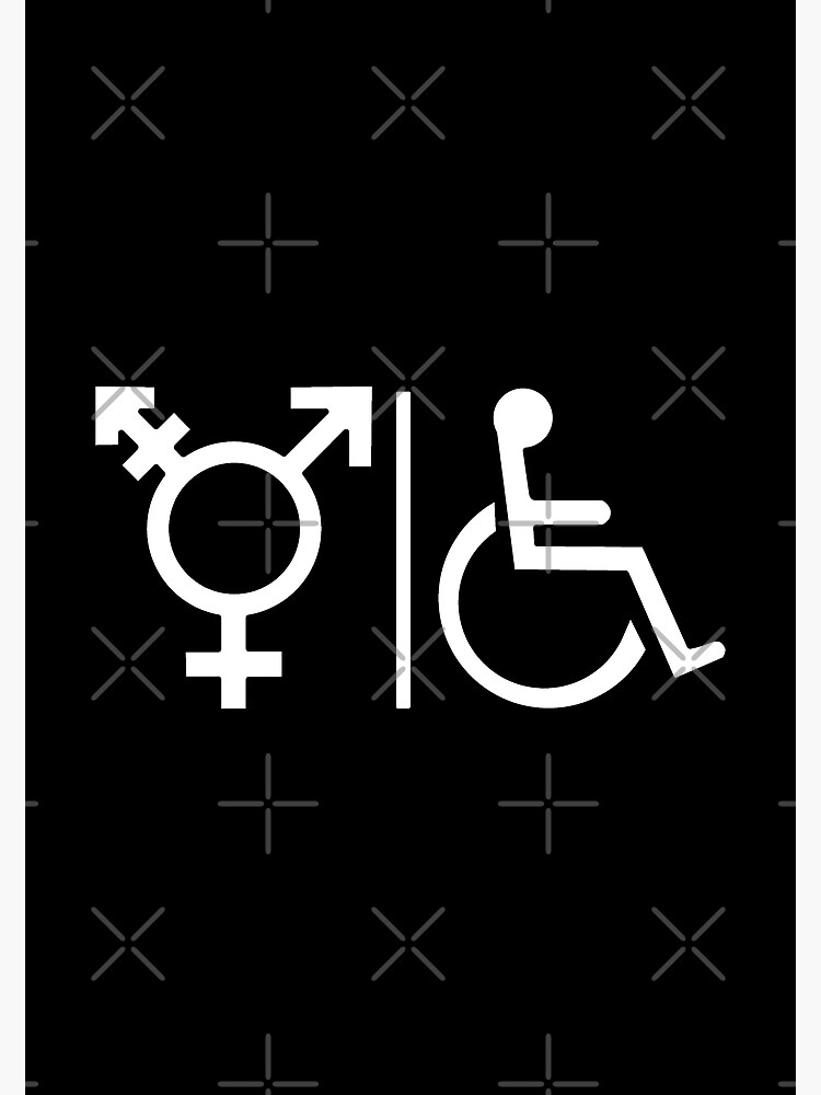 Disover Gender Neutral and Whelchair Inclusive Bathroom Sign Premium Matte Vertical Poster