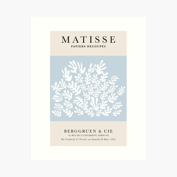 Item preview, Henri Matisse Flower, Paper Decoupes Art light blue white, Matisse Cutout's, Matisse inspired sheaf designed and sold by re-make-.
