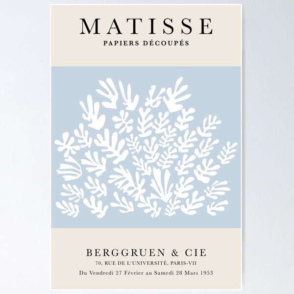 Item preview, Henri Matisse Flower, Paper Decoupes Art light blue white, Matisse Cutout's, Matisse inspired sheaf designed and sold by re-make-.