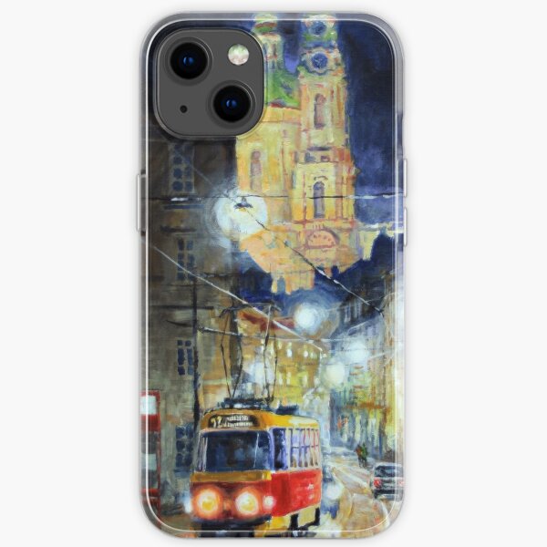 Midnight Tram  Prague  Karmelitska str iPhone Soft Case