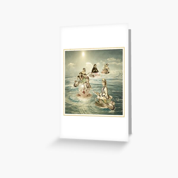 Surfers on a teacup sea Greeting Card