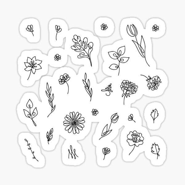 Printable Flower Stickers, Botanical Stickers, Printable Decorative  Stickers, Black & White Printable Stickers, Scrapbooking, Journaling
