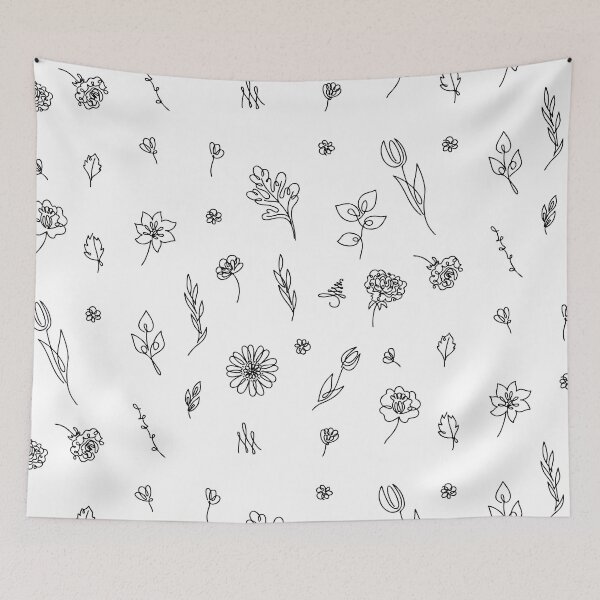 Item preview, Outline Flowers and Leaves on White designed and sold by Pavnud.