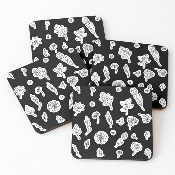 Item preview, Outline Flowers and Leaves on Black designed and sold by Pavnud.