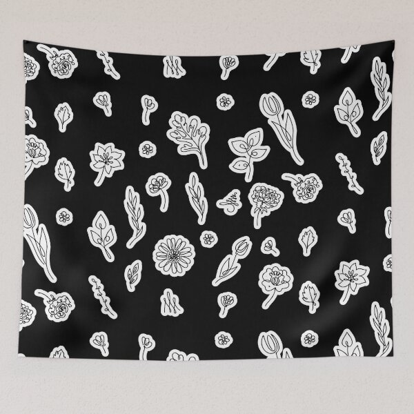 Item preview, Outline Flowers and Leaves on Black designed and sold by Pavnud.