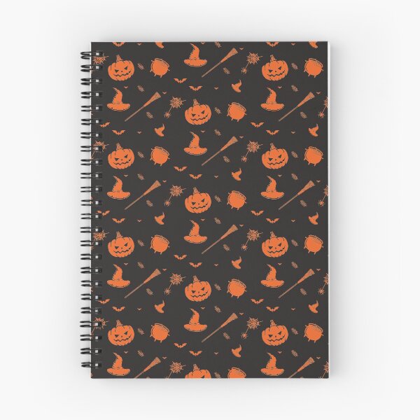 Artikelvorschau, Gruseliges Halloween-Muster, Hexenhut Spinne Scary Pumpkin entworfen und verkauft von PlanetPattern.
