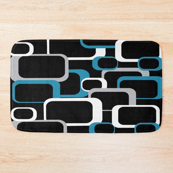 Item preview, Retro Squares Pattern Blue Gray White Black designed and sold by ValeriesGallery.
