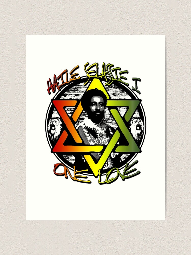 Haile Selassie I Rasta Reggae And One Love Art Print By Massiveink Redbubble