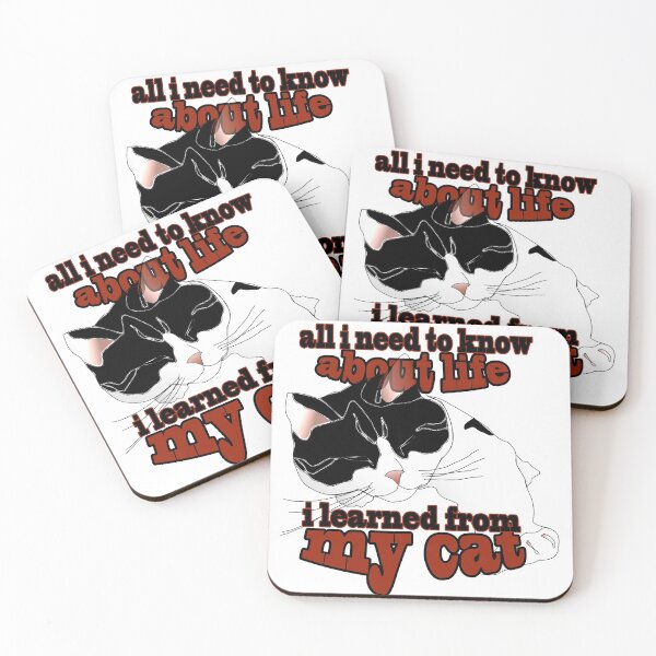 Item preview, Funny sleeping cat, funny quotes about cats, a gift for cat moms and dads. all i need to know about life i learned from my cat designed and sold by WolgaArt.