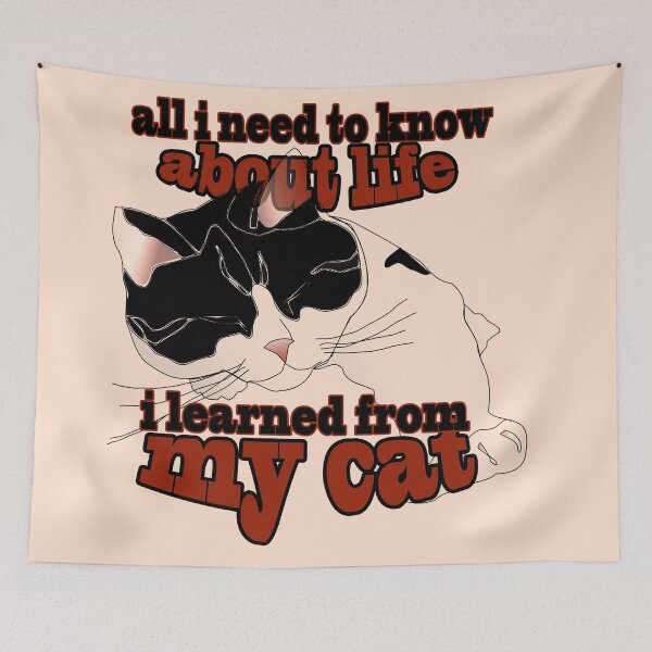 Item preview, Funny sleeping cat, funny quotes about cats, a gift for cat moms and dads. all i need to know about life i learned from my cat designed and sold by WolgaArt.