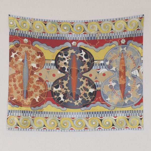Item preview, Shield Frieze Fresco Reproduction by Emile Gillieron, from Tiryns Palace - Ancient Greek Artwork Restoration designed and sold by Purrfecta.